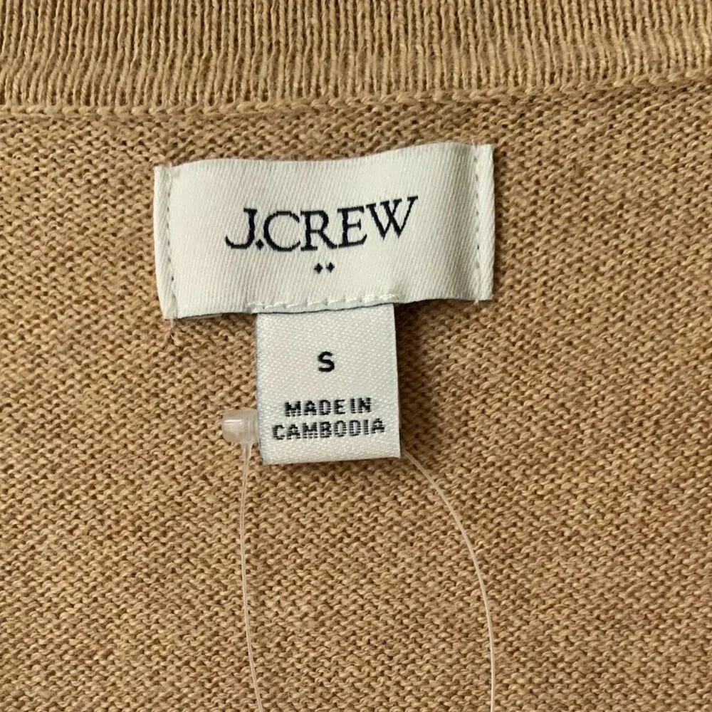 NWT J. Crew Factory Tan Cotton-Cashmere Blend Polo Sweater, Small
